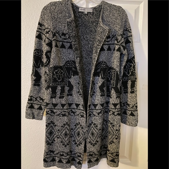 Long print cardigan
